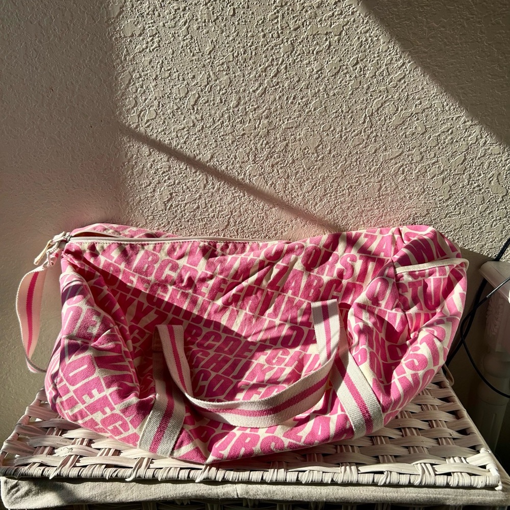 Stylish Pink Alphabet Print Tote Bag